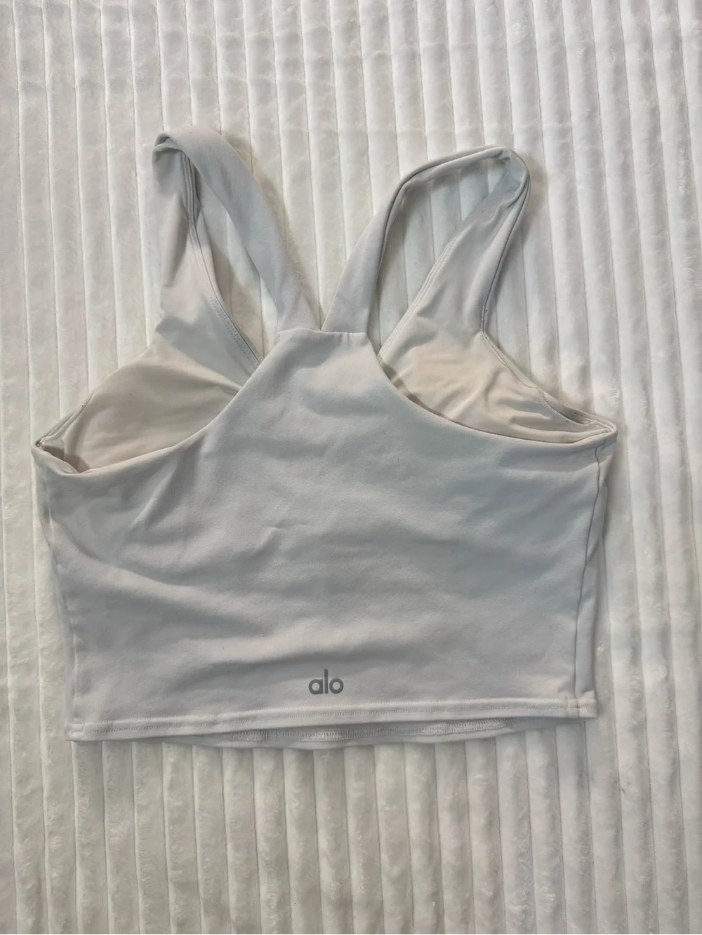 ALO Yoga White Airbrush Real Bra Tank